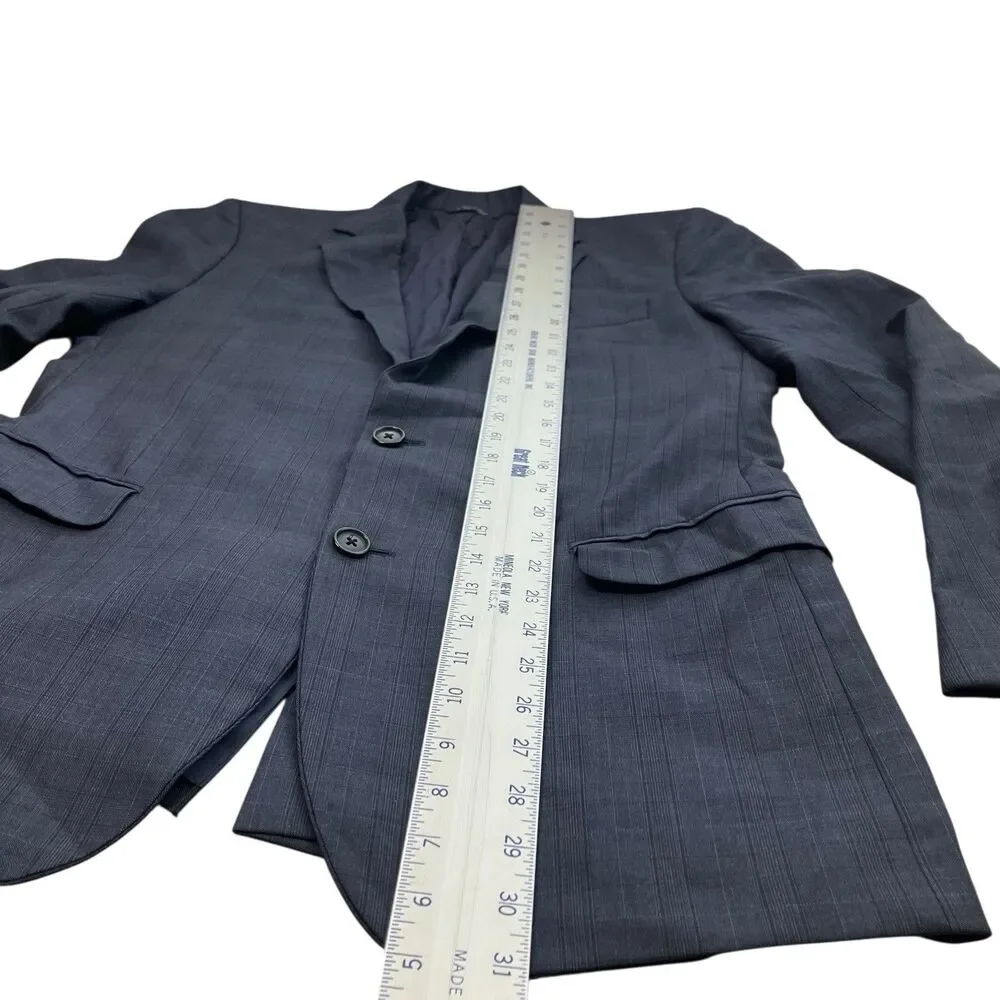 Brooks Brothers Mens 39R Blue Wool Blazer Sport Coat‎ Windowpane Saxxon 1818 USA
